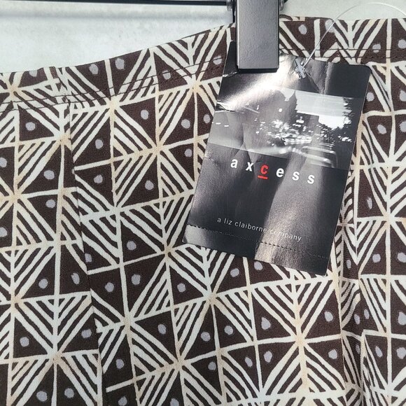 Axcess Liz Claiborne Flowy Skirt Black White Geometric Closet Staple NEW XL - Picture 5 of 7